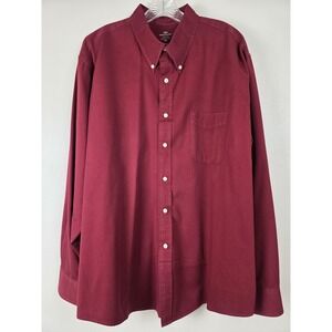 Dockers Shirt Mens 2XL Burgundy Red Long Sleeve Button Up Down Stain Defender